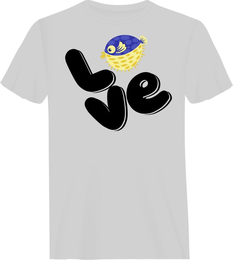 Load image into Gallery viewer, Love Fishing Blue Blowfish Globe Man T-Shirt
