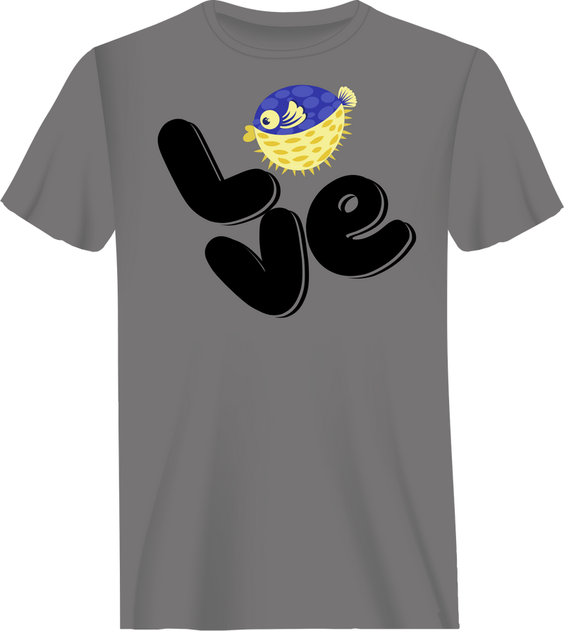 Load image into Gallery viewer, Love Fishing Blue Blowfish Globe Man T-Shirt
