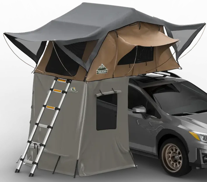 Load image into Gallery viewer, Trailhead Softshell Rooftop Tent – 2 Person – Tan – Lightweight Camping Setup
