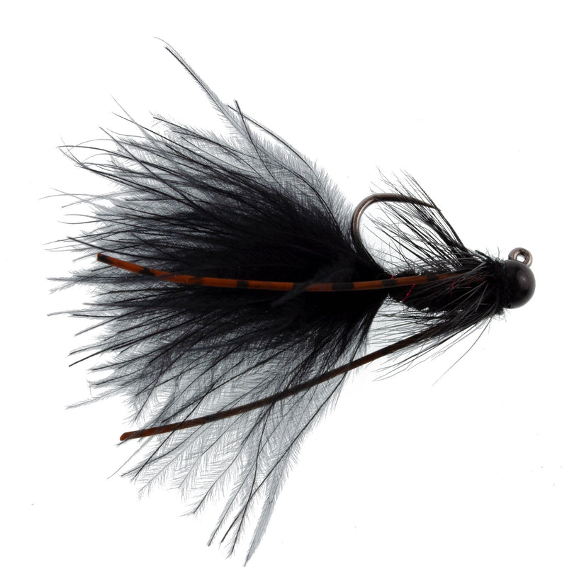 Load image into Gallery viewer, Tungsten Bead Tactical Black Mini Bugger Euro Nymph Fly - 6 Flies Size 8
