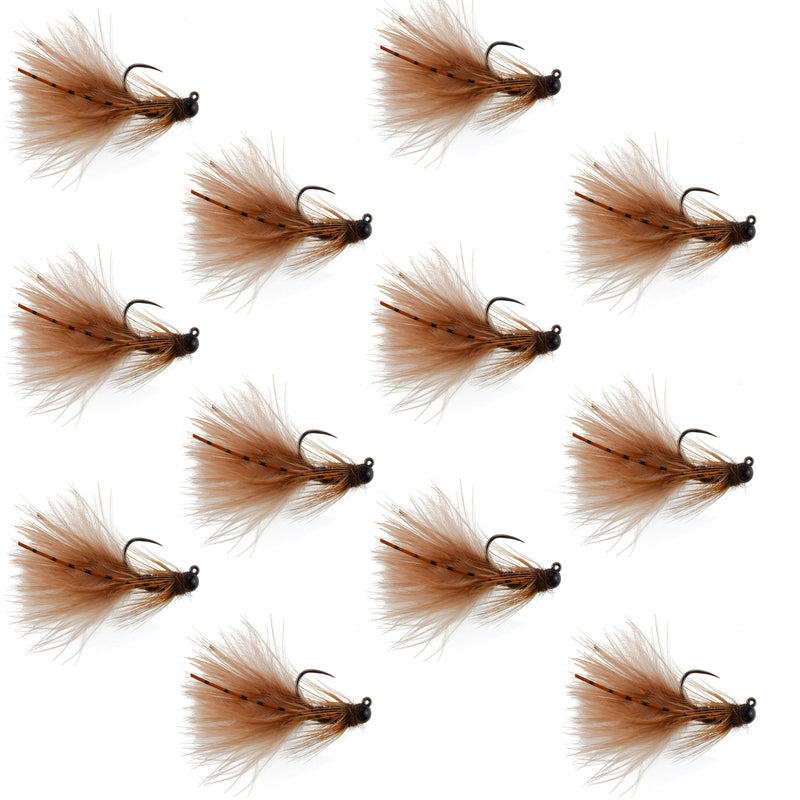 Load image into Gallery viewer, Tungsten Bead Tactical Brown Mini Bugger Euro Nymph Fly - 12 Flies Size 12
