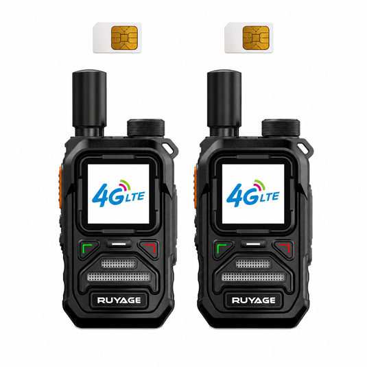 RUYAGE X10 Mini 4G LTE PoC Walkie Talkies with Alert Lights – 2-Pack