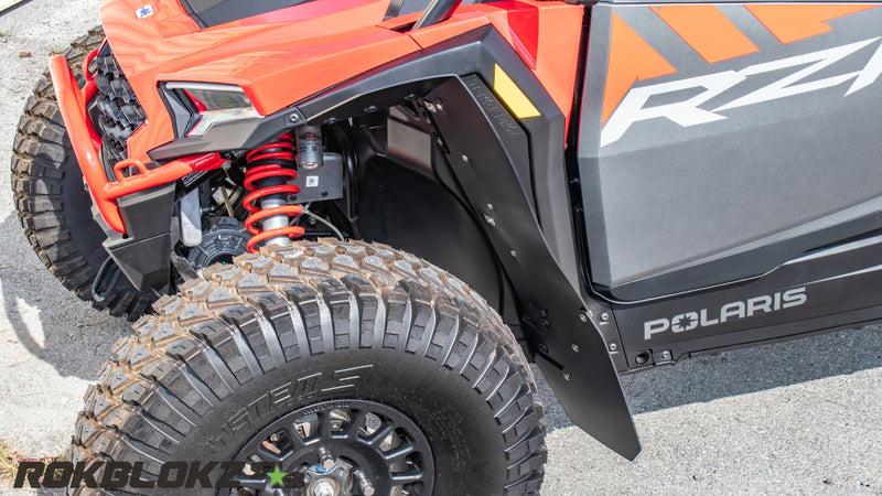 Load image into Gallery viewer, 2024+ Polaris RZR XP 1000 featuring Rokblokz Fender Kit - front fender clearance
