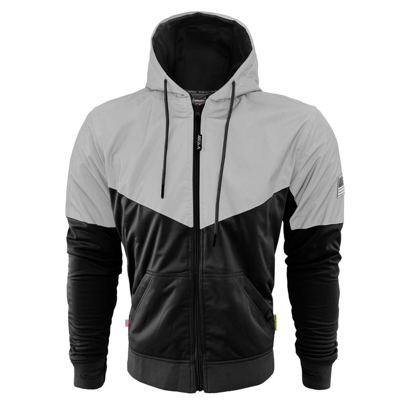 Load image into Gallery viewer, Ultra Reflective Hoodie "Alloy Eclipse" - Black and Silver
