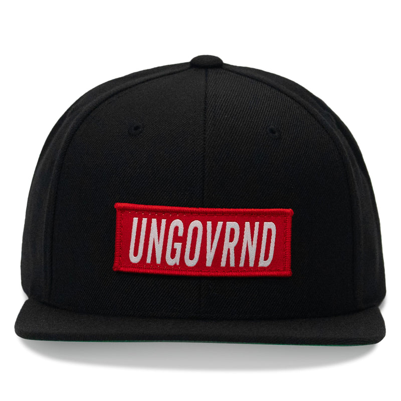 Load image into Gallery viewer, Ungovrnd Red Patch Flatbill SnapBack Hat
