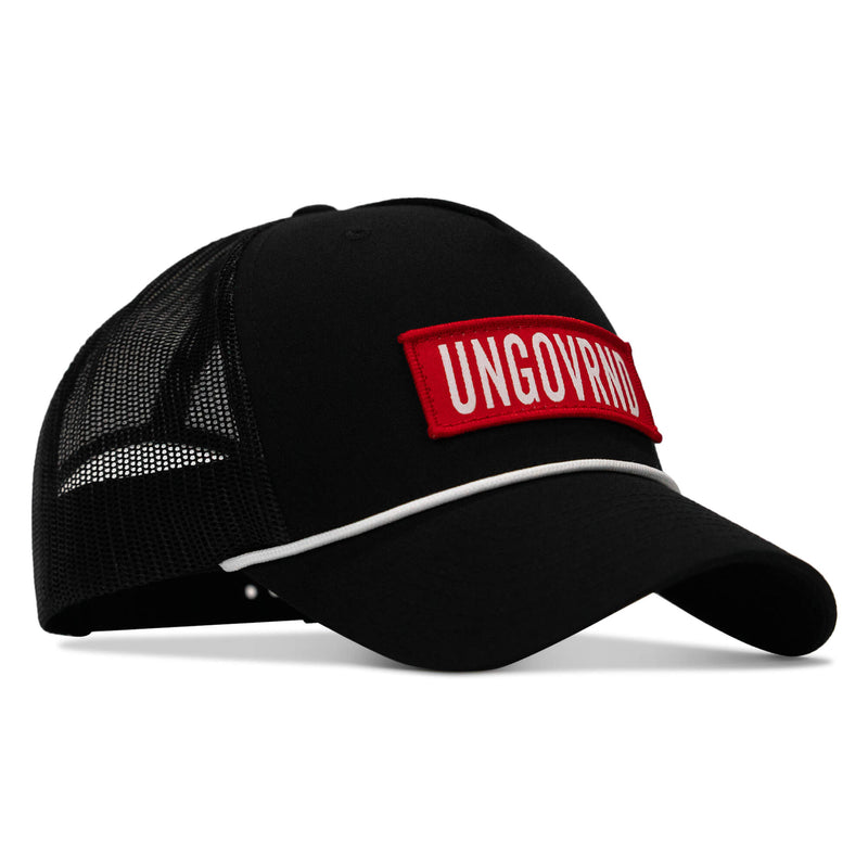 Load image into Gallery viewer, Ungovrnd Red Patch Rope Snapback Hat

