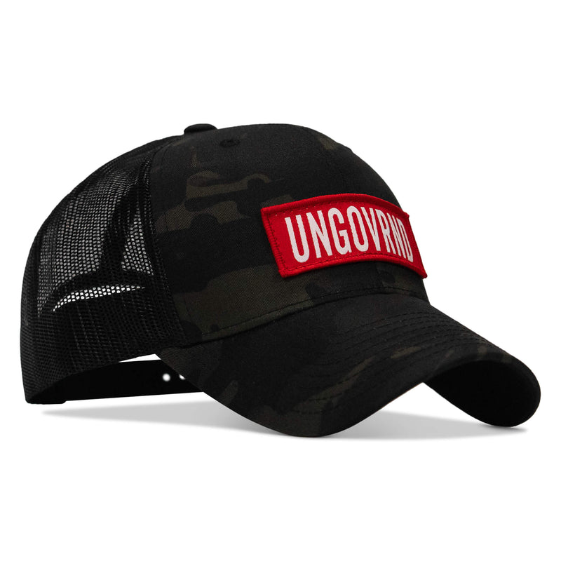 Load image into Gallery viewer, Ungovrnd Red Patch Snapback Hat
