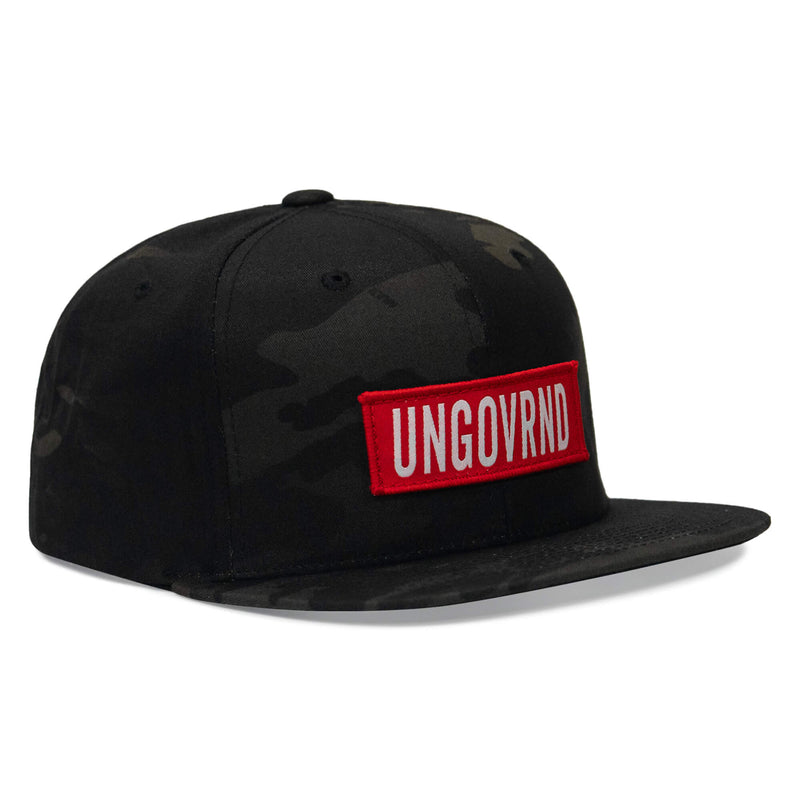 Load image into Gallery viewer, Ungovrnd Red Patch Flatbill SnapBack Hat
