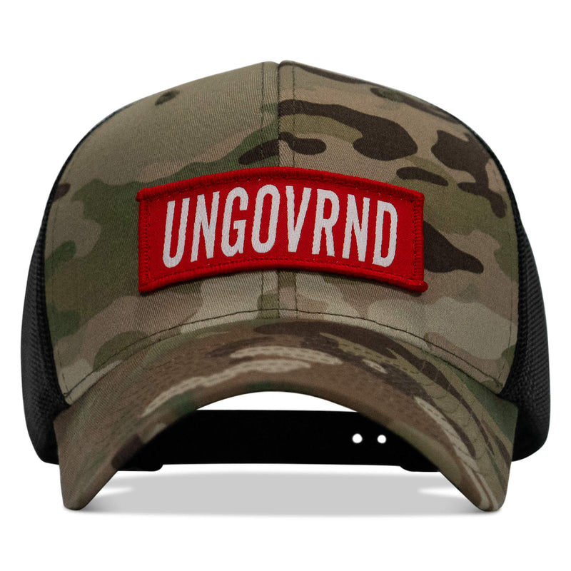 Load image into Gallery viewer, Ungovrnd Red Patch Snapback Hat
