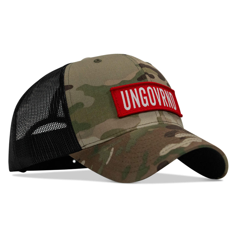 Load image into Gallery viewer, Ungovrnd Red Patch Snapback Hat
