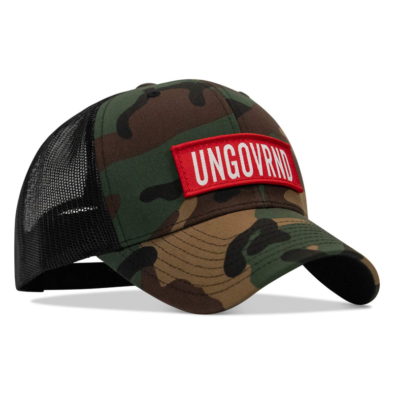 Load image into Gallery viewer, Ungovrnd Red Patch Snapback Hat
