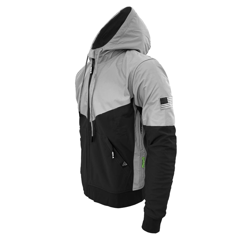 Load image into Gallery viewer, SoftShell Reflective "Alloy Eclipse" Hoodie - Black and Silver

