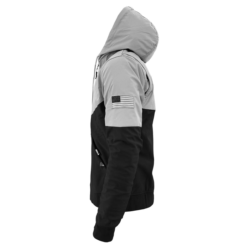 Load image into Gallery viewer, SoftShell Reflective "Alloy Eclipse" Hoodie - Black and Silver
