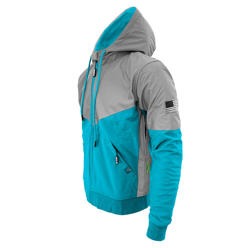 Load image into Gallery viewer, SoftShell Reflective Arctic Blue Eclipse Hoodie
