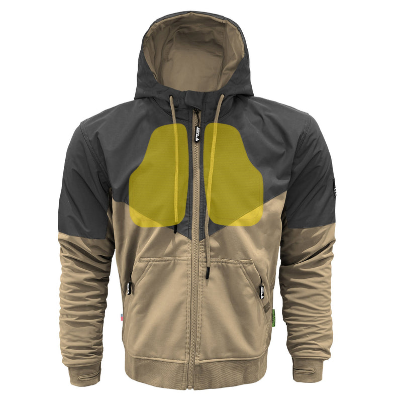 Load image into Gallery viewer, SoftShell Reflective Khaki Nebula Hoodie - with Pads
