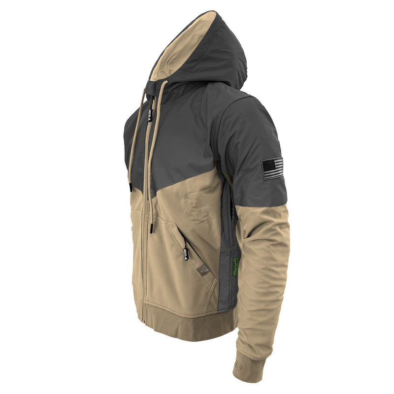 Load image into Gallery viewer, SoftShell Reflective Khaki Nebula Hoodie - with Pads
