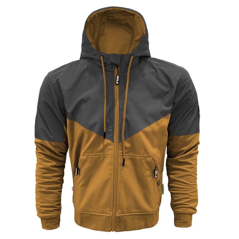Load image into Gallery viewer, SoftShell Reflective Mustard Nebula Hoodie - with Pads
