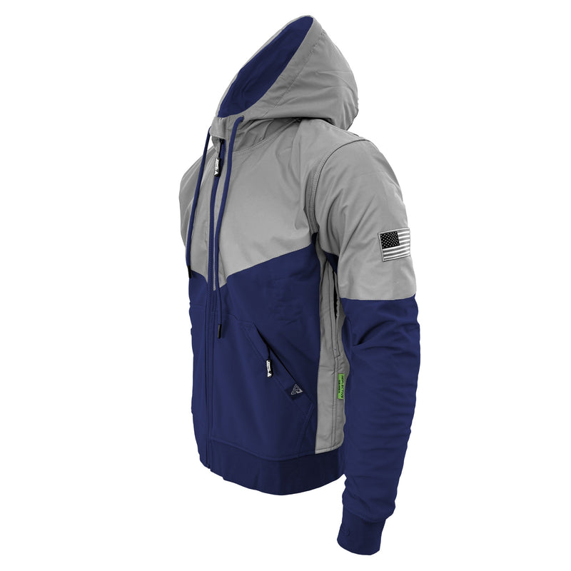 Load image into Gallery viewer, SoftShell Reflective Navy Blue Eclipse Hoodie
