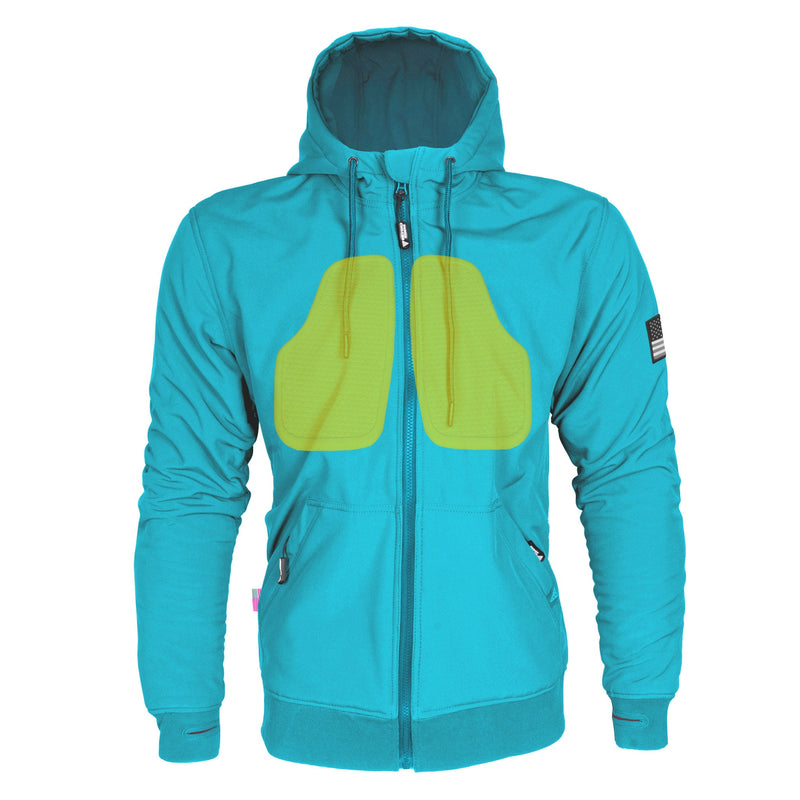 Load image into Gallery viewer, Protective SoftShell Unisex Hoodie - Arctic Blue Matte with Pads

