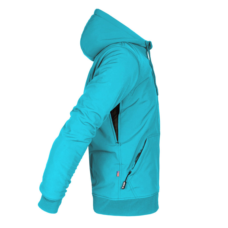 Load image into Gallery viewer, Protective SoftShell Unisex Hoodie - Arctic Blue Matte with Pads
