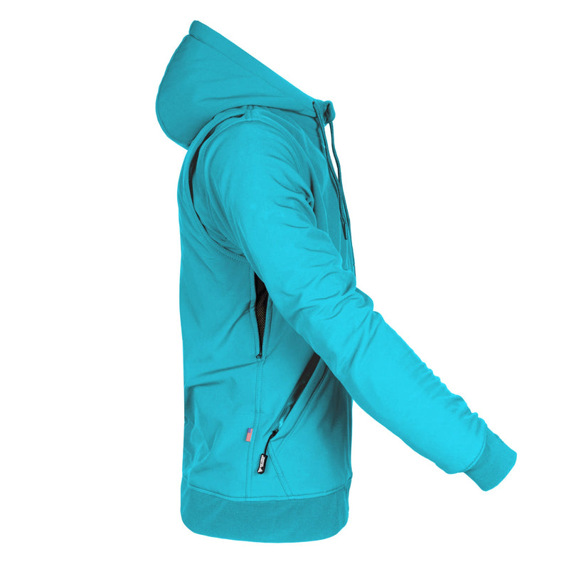 Load image into Gallery viewer, Protective SoftShell Unisex Hoodie - Arctic Blue Matte with Pads
