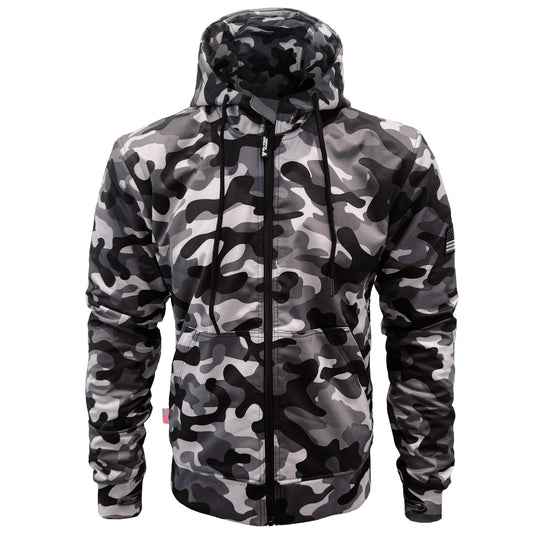 Protective SoftShell Unisex Camouflage Hoodie - "Grey Boomer"