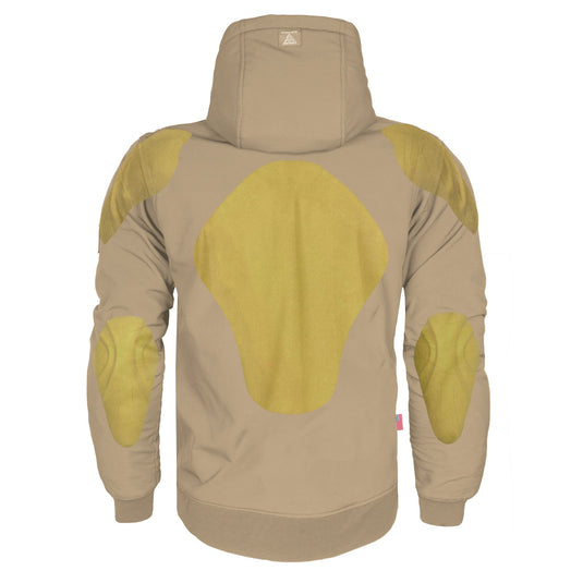 Protective SoftShell Unisex Hoodie - Khaki Matte with Pads