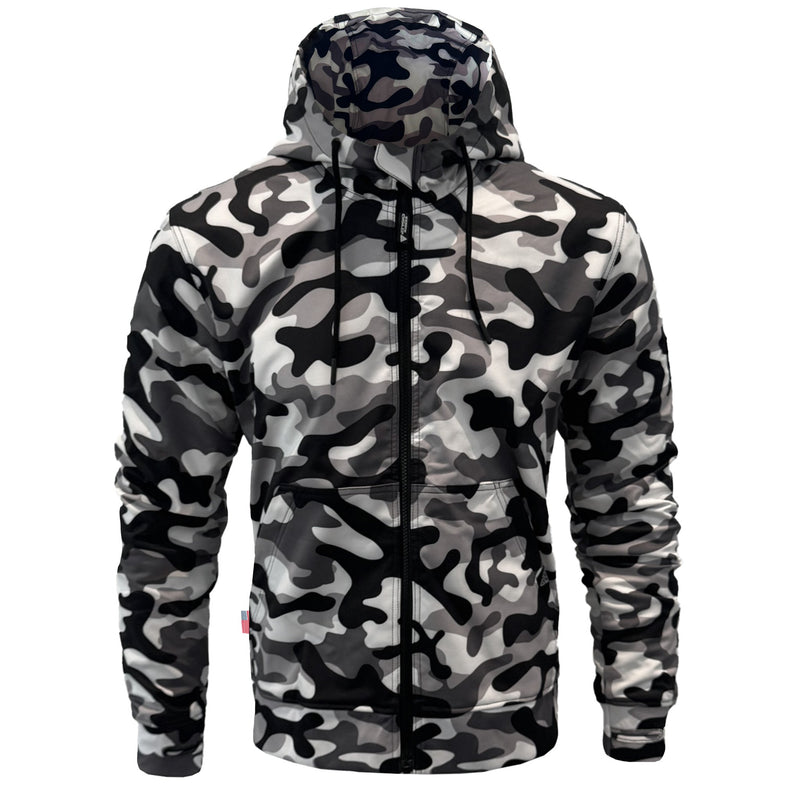 Load image into Gallery viewer, Protective SoftShell Unisex Camouflage Hoodie - "Snow Fox"
