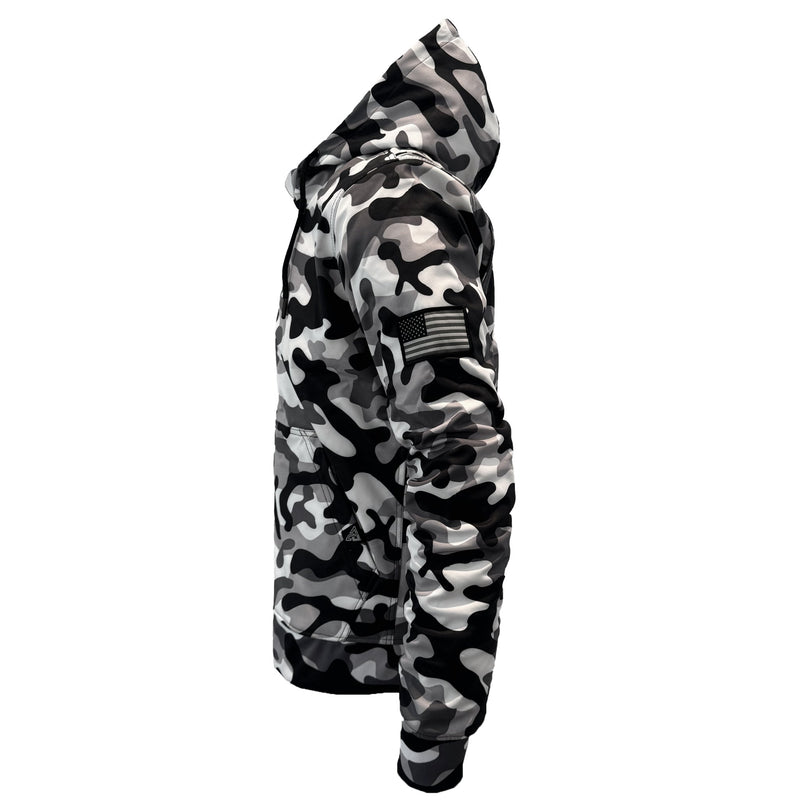 Load image into Gallery viewer, Protective SoftShell Unisex Camouflage Hoodie - "Snow Fox"
