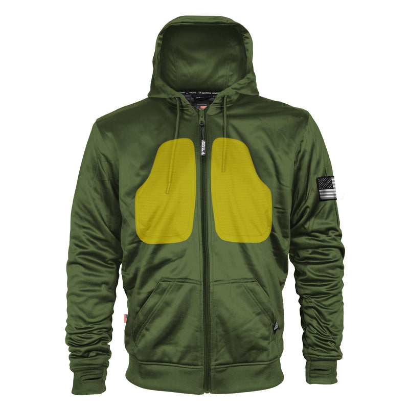 Load image into Gallery viewer, Army Green Solid Ultra Protective Hoodie with Pads
