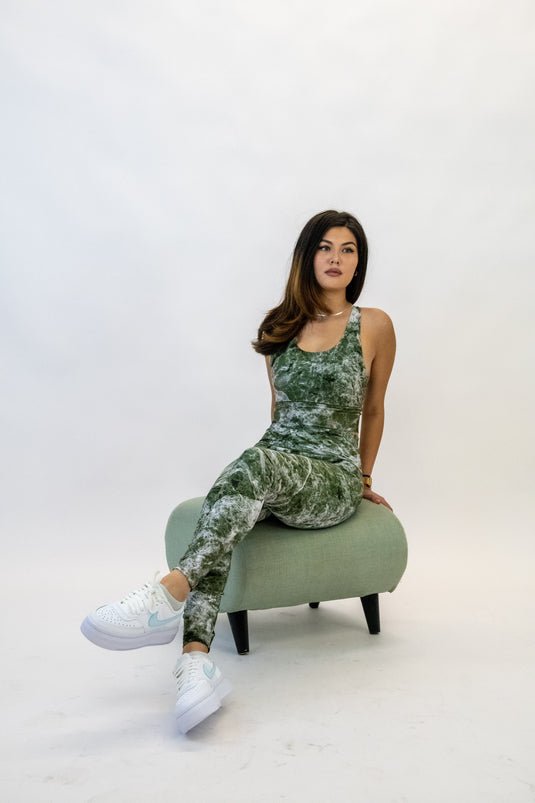 Sage Marble Longline Sports Bra