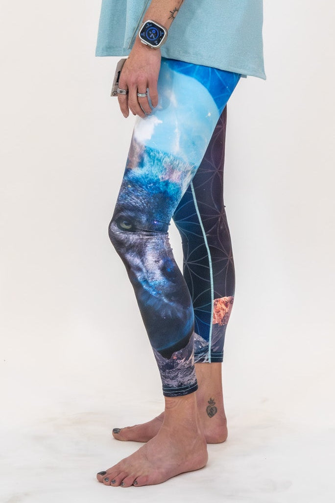 Load image into Gallery viewer, Cosmic Wolf Yoga Pants Grassroots x Colorado Threads
