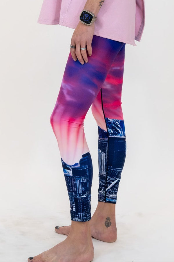 Load image into Gallery viewer, Mile High Sunset Denver Skyline Yoga Pants
