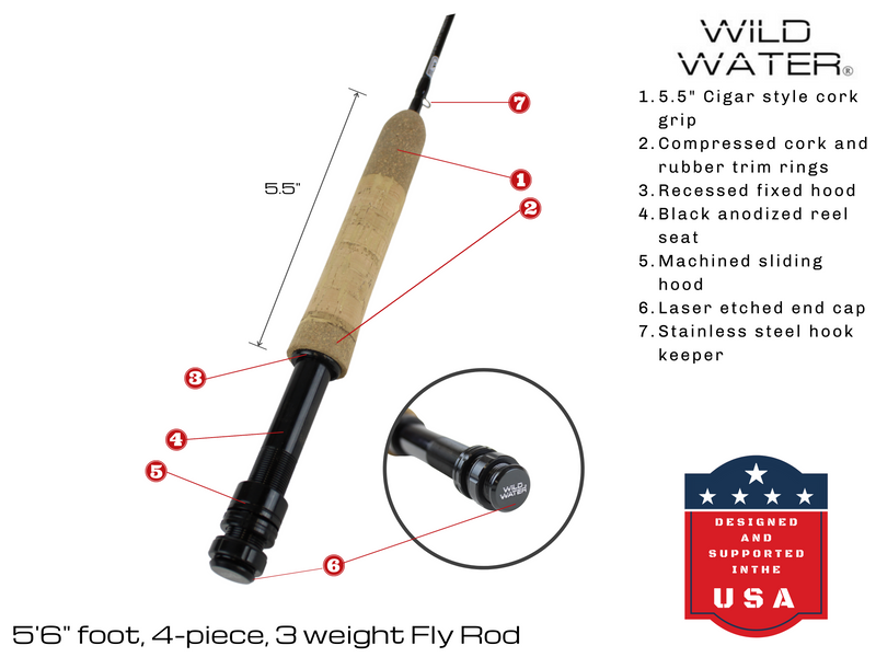 Load image into Gallery viewer, 3 weight Fly Rod, 5&#39; 6&quot; | 4-piece | Wild Country | Wild Water Fly Fishing
