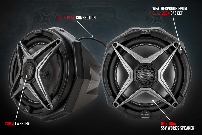 Load image into Gallery viewer, 2021-2024 Polaris RZR Pro 8in Cage-Mounted Speaker Pods for Ride-Command

