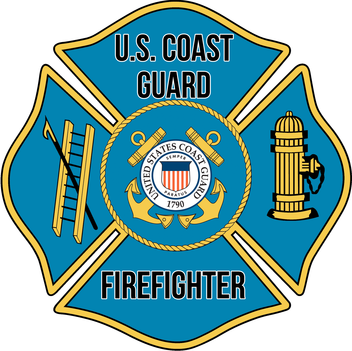 US COAST GUARD FIREFIGHTER WINDOW DECAL