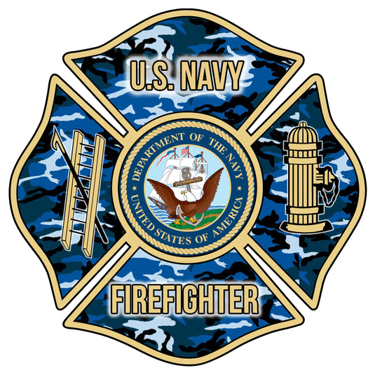 US NAVY CAMO FIREFIGHTER WINDOW DECAL
