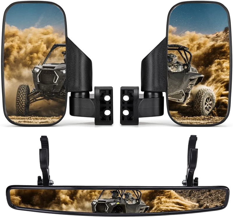 Load image into Gallery viewer, Side Mirrors and Rear Mirror for Can Am Commander 1.75" to 2" Roll Bar
