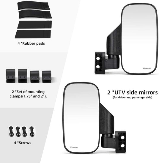 Side Mirrors and Rear Mirror for Can Am Commander 1.75" to 2" Roll Bar
