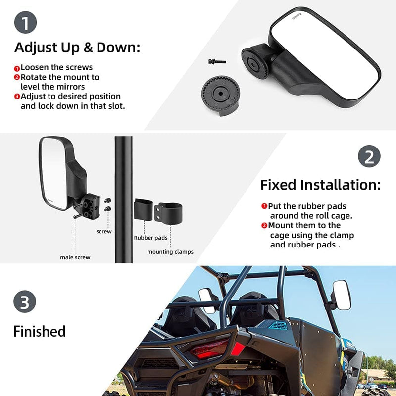 Load image into Gallery viewer, Side Mirrors and Rear Mirror for Can Am Commander 1.75" to 2" Roll Bar
