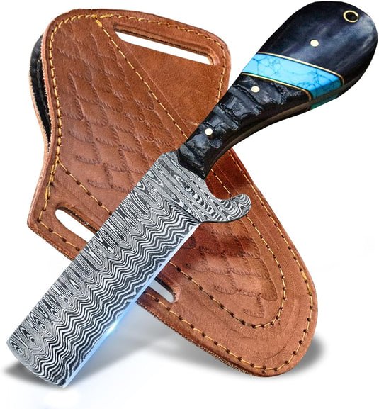 Custom Handmade Bull Knife – Fall Damascus Steel Edition