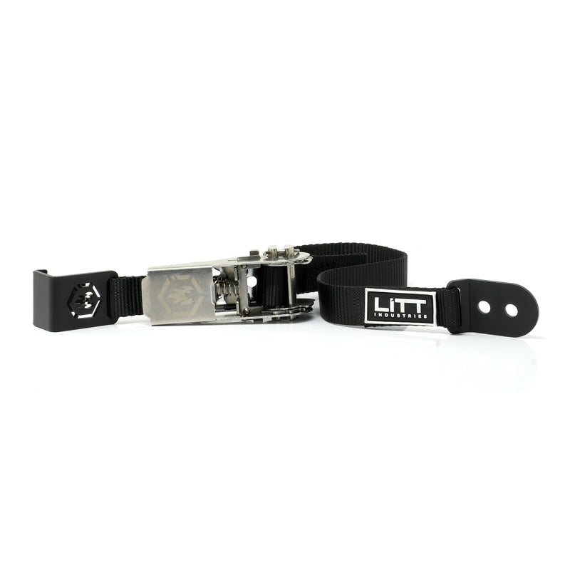 Load image into Gallery viewer, Litt Industries Universal cooler ratcheting straps fits nearly any utv bed and nearly any cooler 304 stainless steel cold rolled carbon steel with nylon strap
