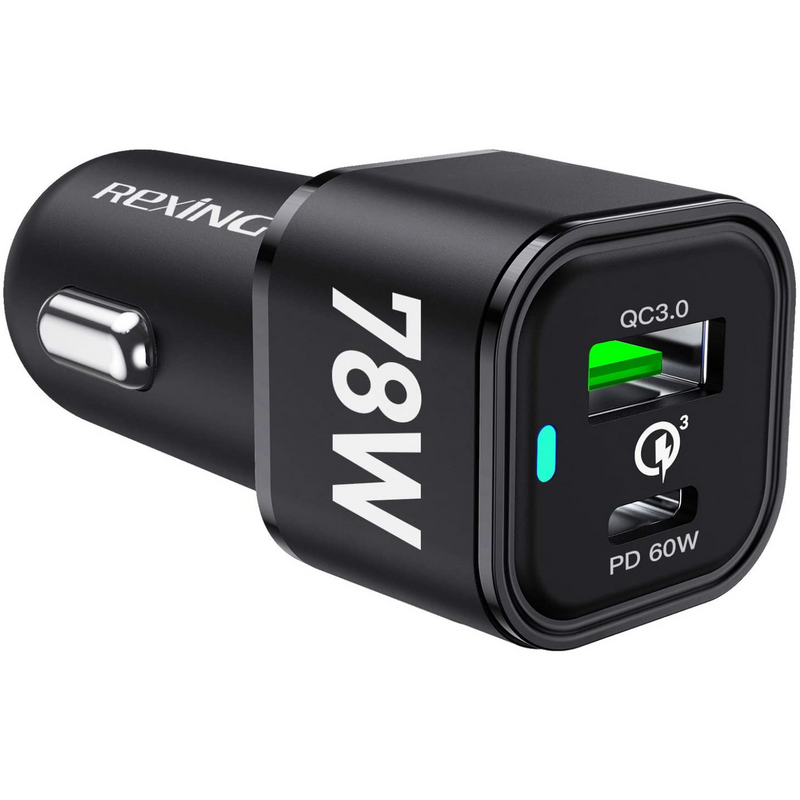 Load image into Gallery viewer, REXING JETSPEED Black 78W PowerDelivery+ USB-C/USB Car Charger
