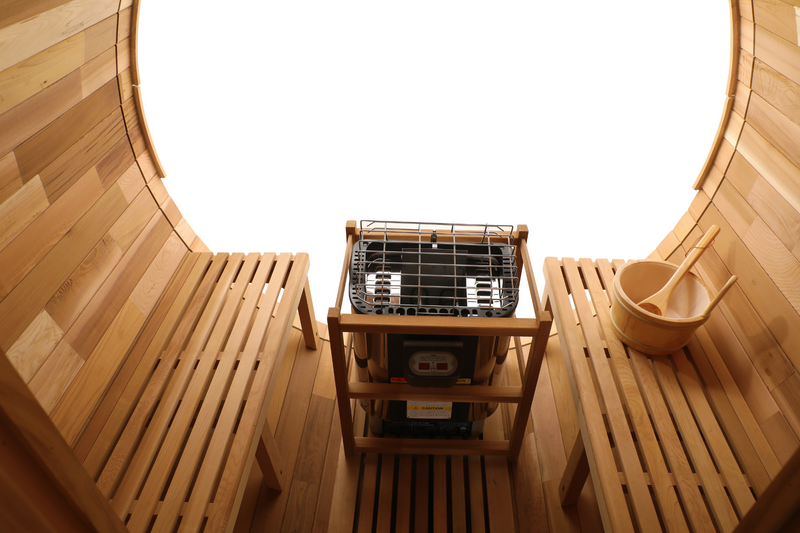 Load image into Gallery viewer, Blisspod | Prague | Canadian Red Cedar Outdoor Steam Barell Sauna | Full Glass Back
