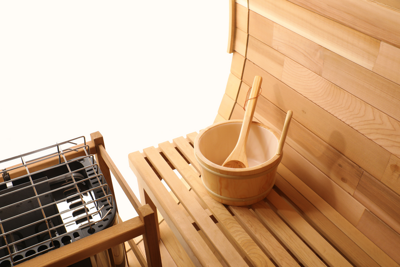 Load image into Gallery viewer, Blisspod | Prague | Canadian Red Cedar Outdoor Steam Barell Sauna | Full Glass Back
