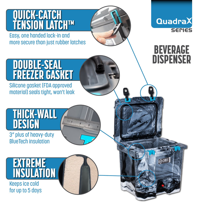 Load image into Gallery viewer, 5 Gallon, 2-in-1 Beverage Dispenser/Cooler - QuadraX Hard Cooler
