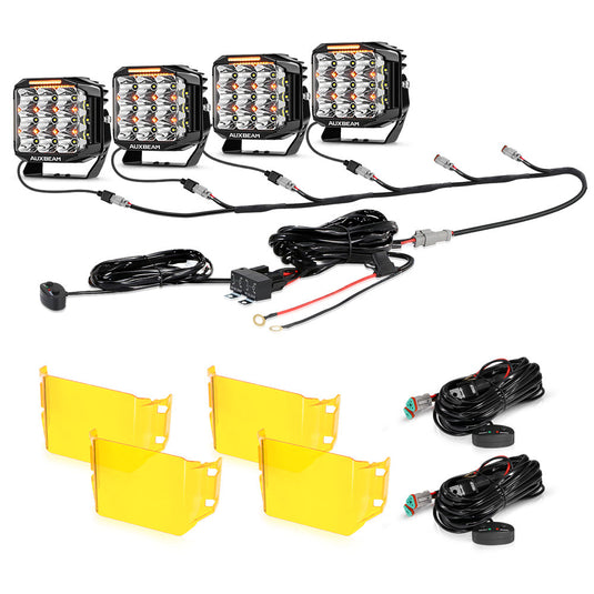 V-MAX Series | 7 Inch 228W 26100LM Combo Beam Side Shooter LED Square Pod Lights with Amber DRL&Backlight