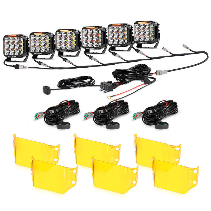 Load image into Gallery viewer, V-MAX Series | 7 Inch 228W 26100LM Combo Beam Side Shooter LED Square Pod Lights with Amber DRL&amp;Backlight
