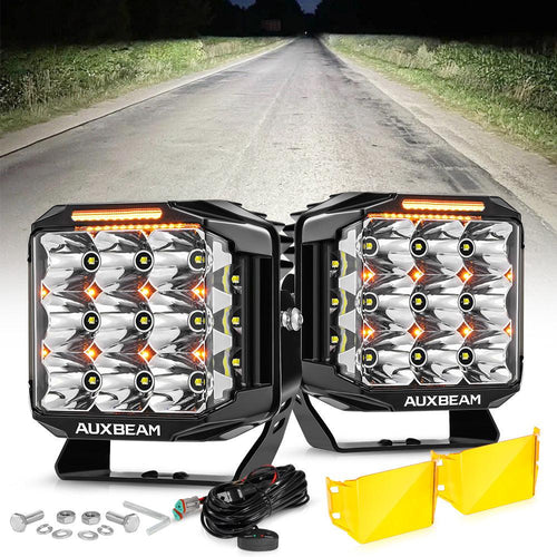 V-MAX Series | 7 Inch 228W 26100LM Combo Beam Side Shooter LED Square Pod Lights with Amber DRL&Backlight