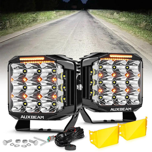 V-MAX Series Combo Beam Side Shooter LED Pod Lights with Amber DRL